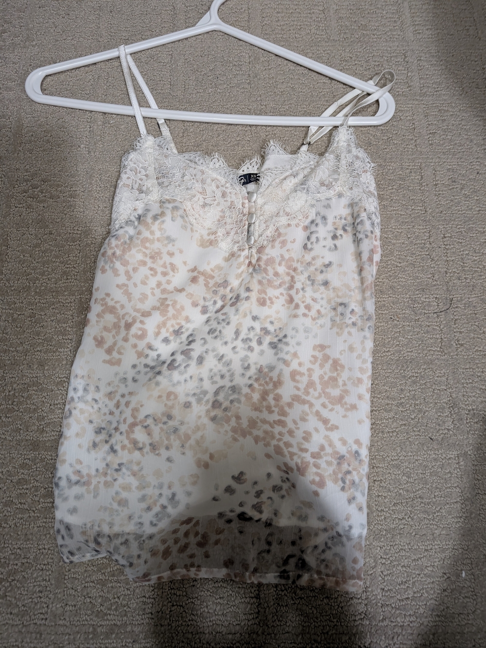 Abercrombie Animal Print Lace Camisole in White & Pink
